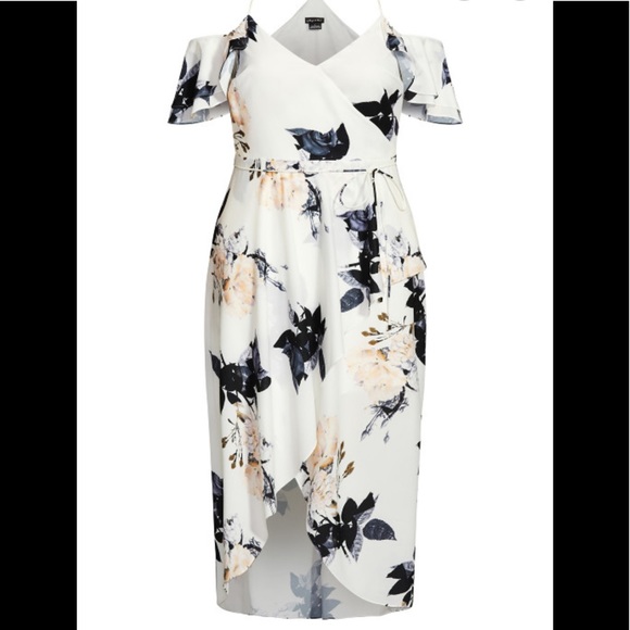 City Chic cream floral delicate ruffle maxi dress size large NWT - Picture 3 of 8